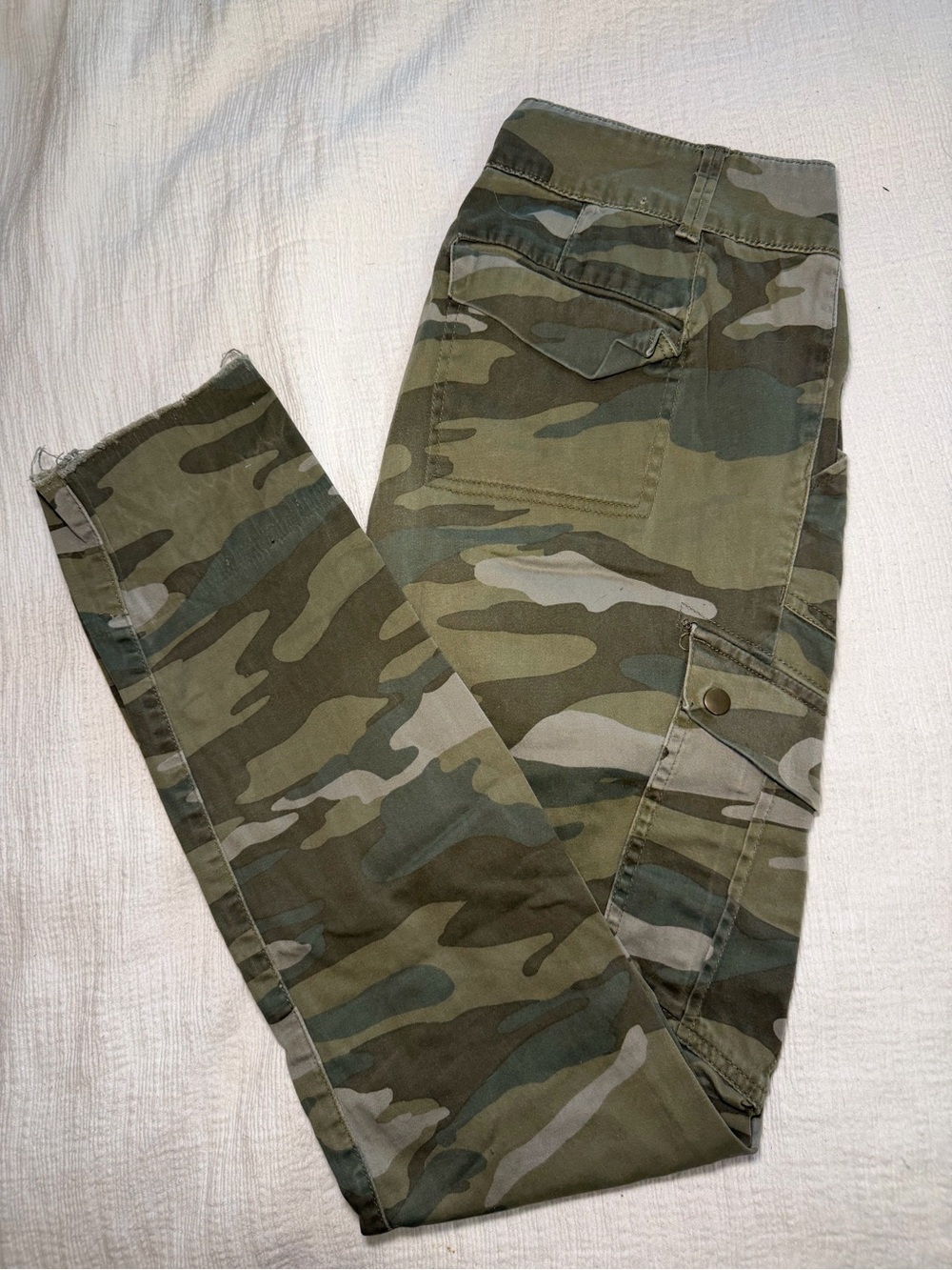 Woman’s Camo Cargo Jeans - Olive Green